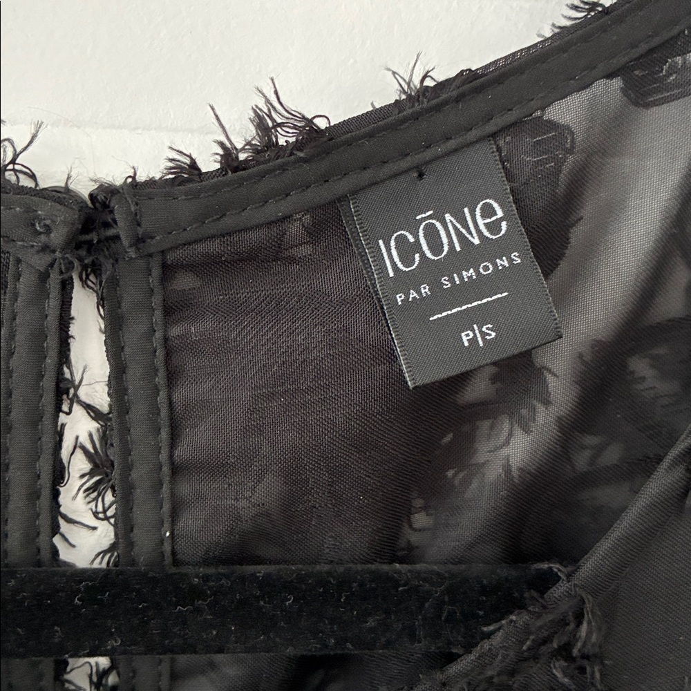 Simons Icone Size S Spun Floral Trapeze Dress - Black - Picture 5 of 8